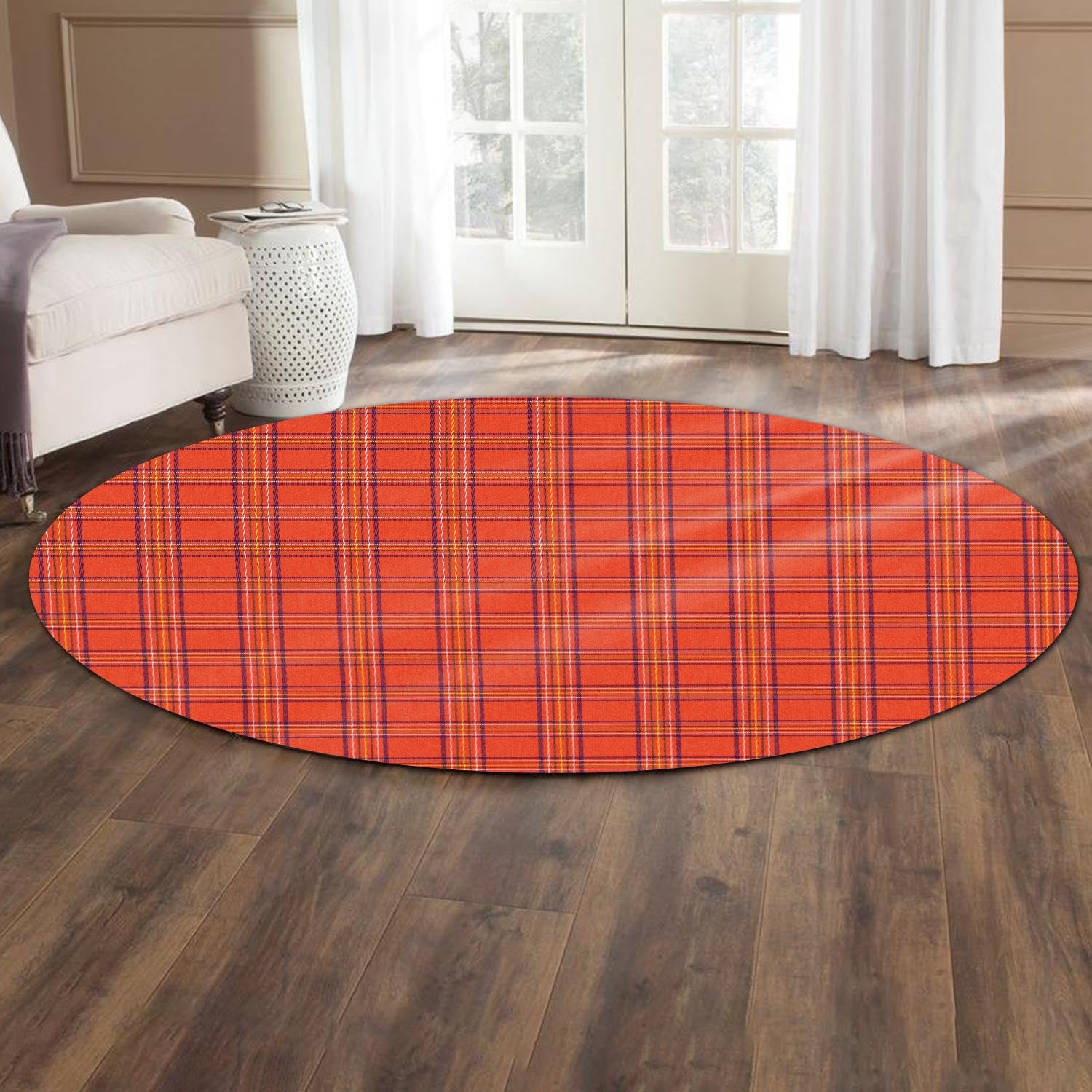 Burnett Modern Tartan Round Rug - Tartanvibesclothing