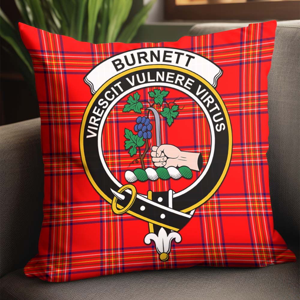 Burnett Modern Tartan Pillow Cover with Family Crest - Tartanvibesclothing