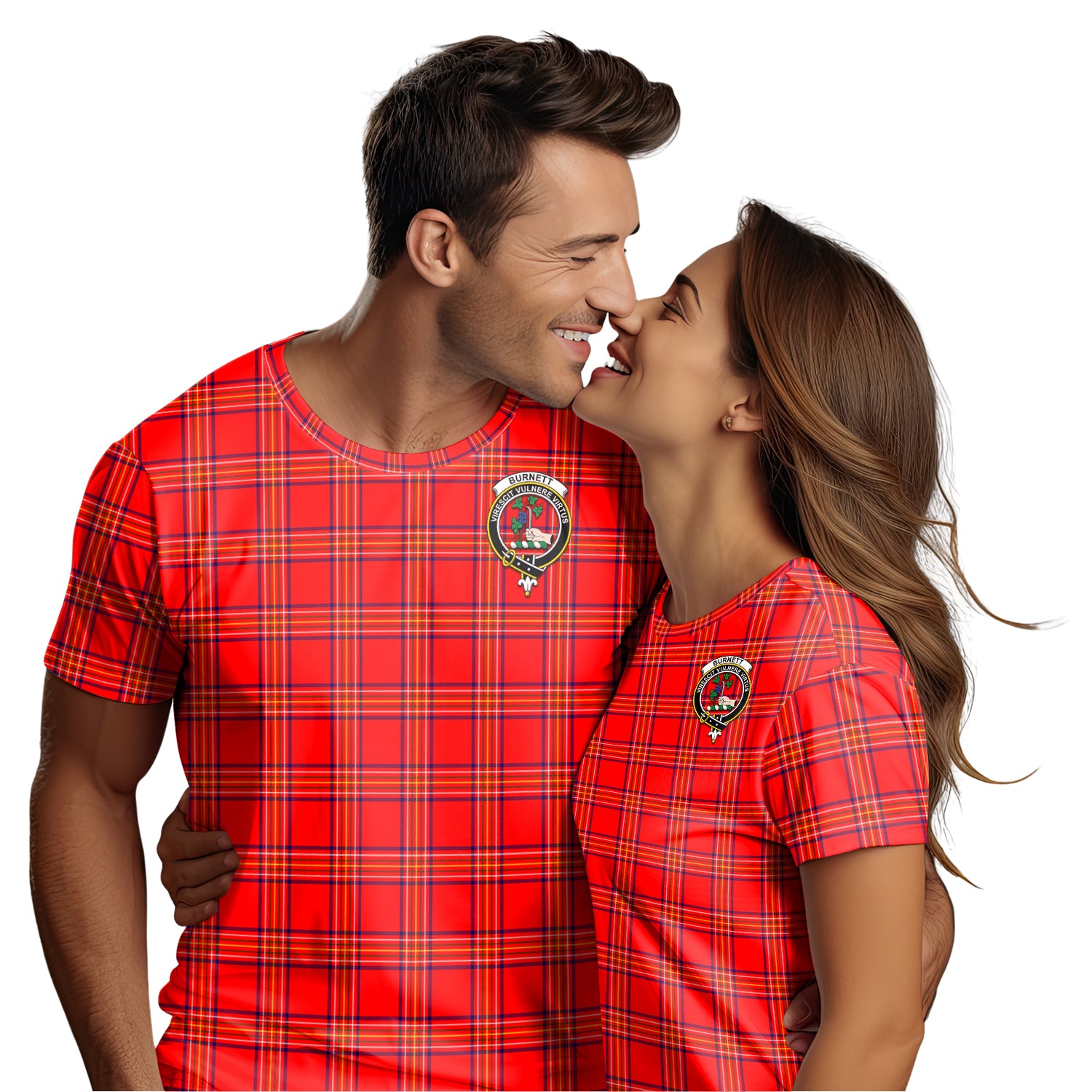 Burnett Modern Tartan T-Shirt with Family Crest - Tartan Vibes Clothing