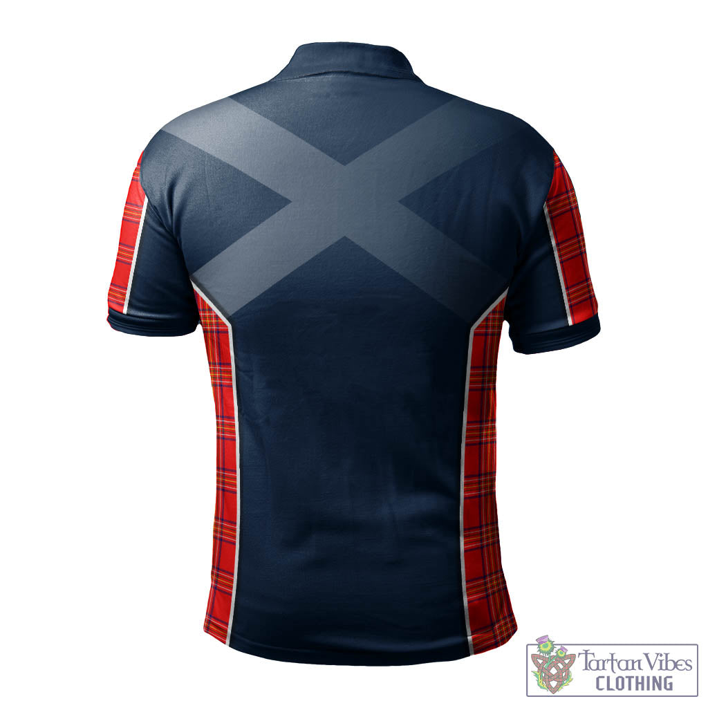 Tartan Vibes Clothing Burnett Modern Tartan Men's Polo Shirt with Family Crest and Scottish Thistle Vibes Sport Style