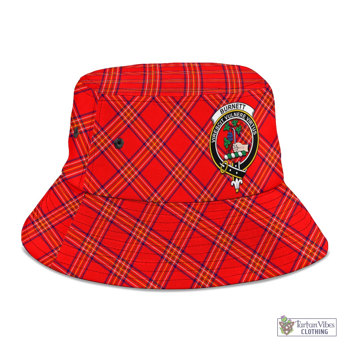 Tartan Vibes Clothing Burnett Modern Tartan Bucket Hat with Family Crest