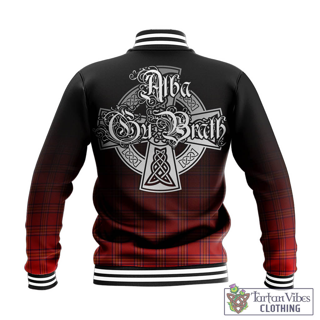 Tartan Vibes Clothing Burnett Modern Tartan Baseball Jacket Featuring Alba Gu Brath Family Crest Celtic Inspired