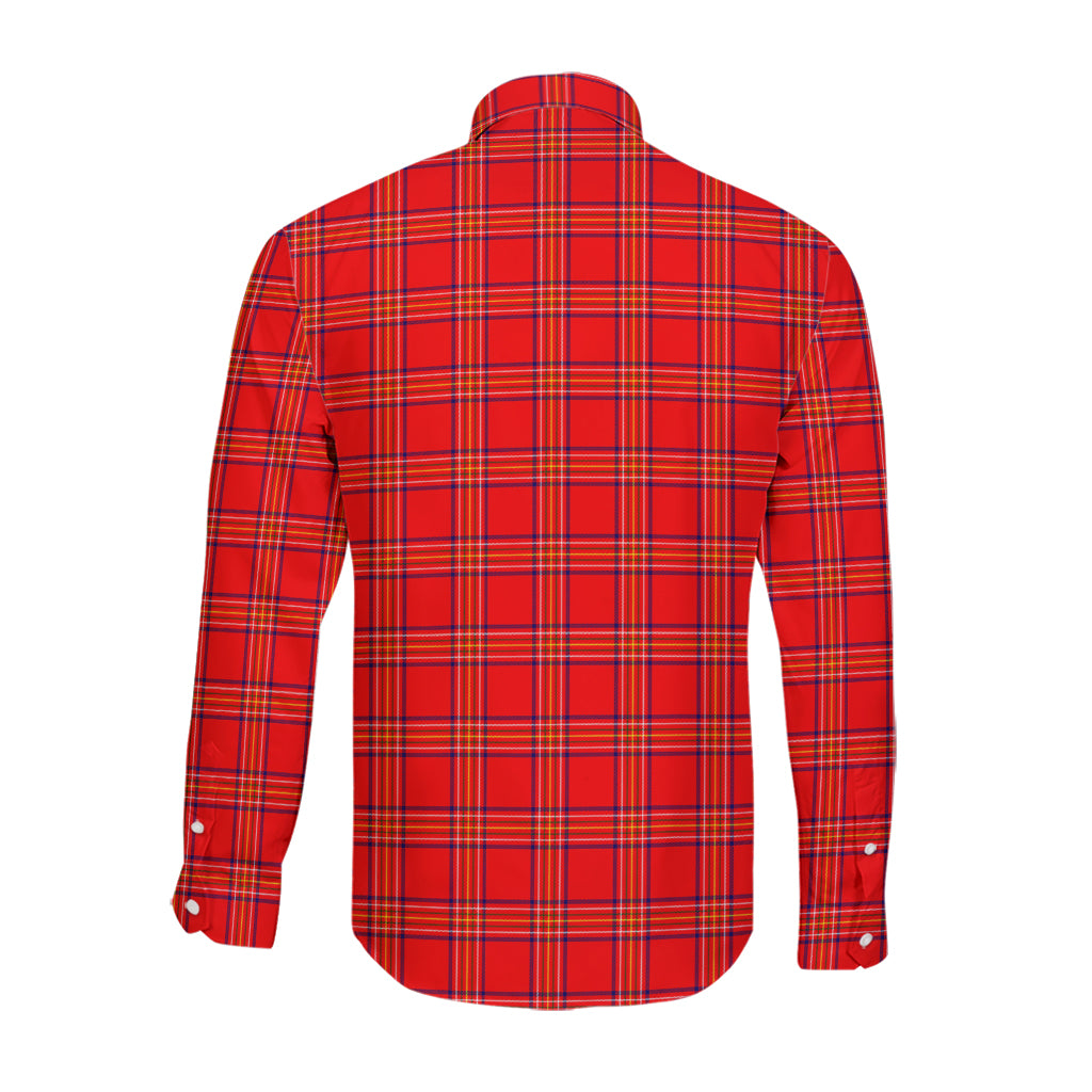 Burnett Modern Tartan Long Sleeve Button Up Shirt with Family Crest