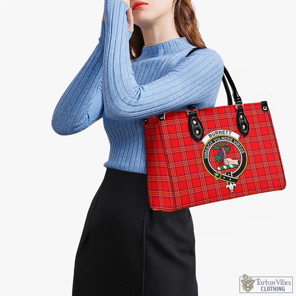 Tartan Vibes Clothing Burnett Modern Tartan Luxury Leather Handbags with Family Crest
