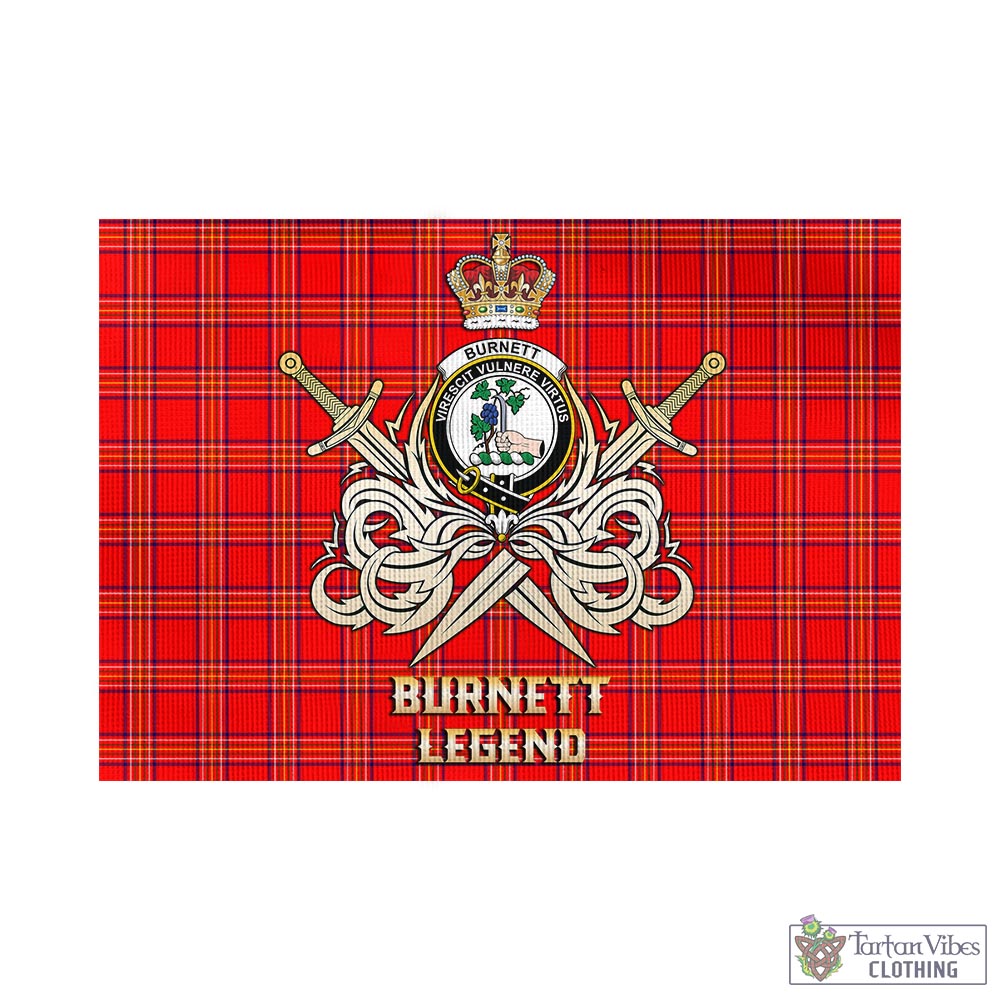 Tartan Vibes Clothing Burnett Modern Tartan Flag with Clan Crest and the Golden Sword of Courageous Legacy