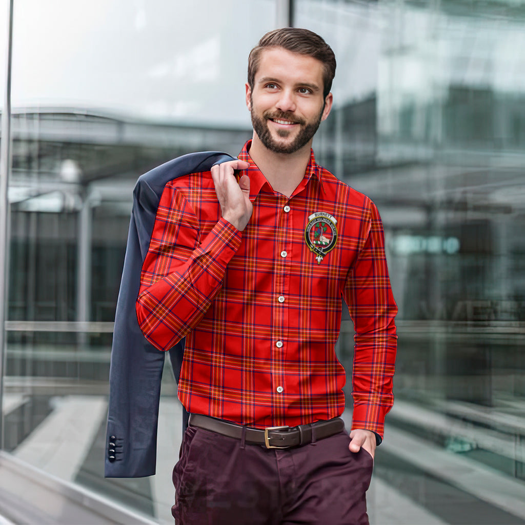 Burnett Modern Tartan Long Sleeve Button Up Shirt with Family Crest