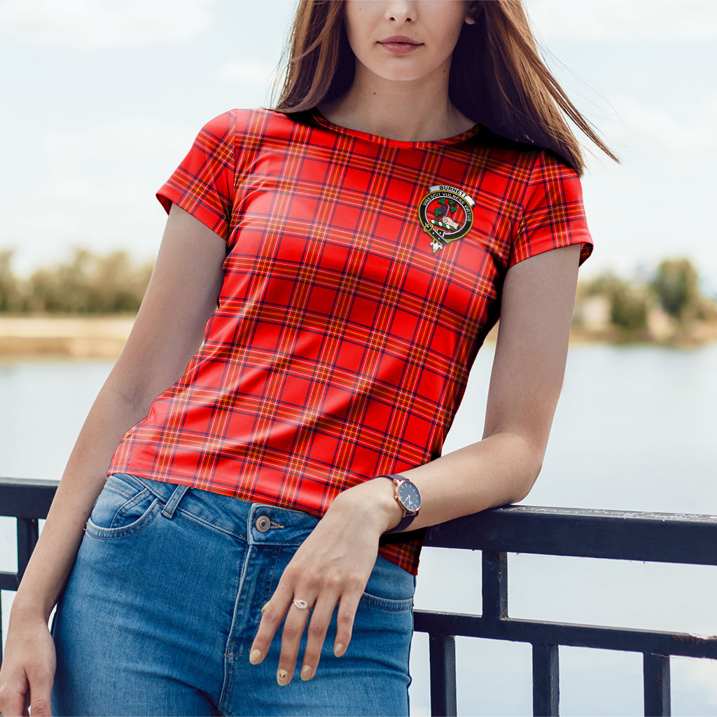 Burnett Modern Tartan T-Shirt with Family Crest - Tartan Vibes Clothing