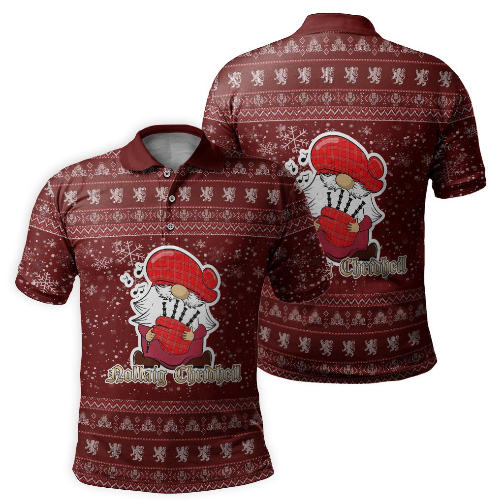 Burnett Modern Clan Christmas Family Polo Shirt with Funny Gnome Playing Bagpipes - Tartanvibesclothing