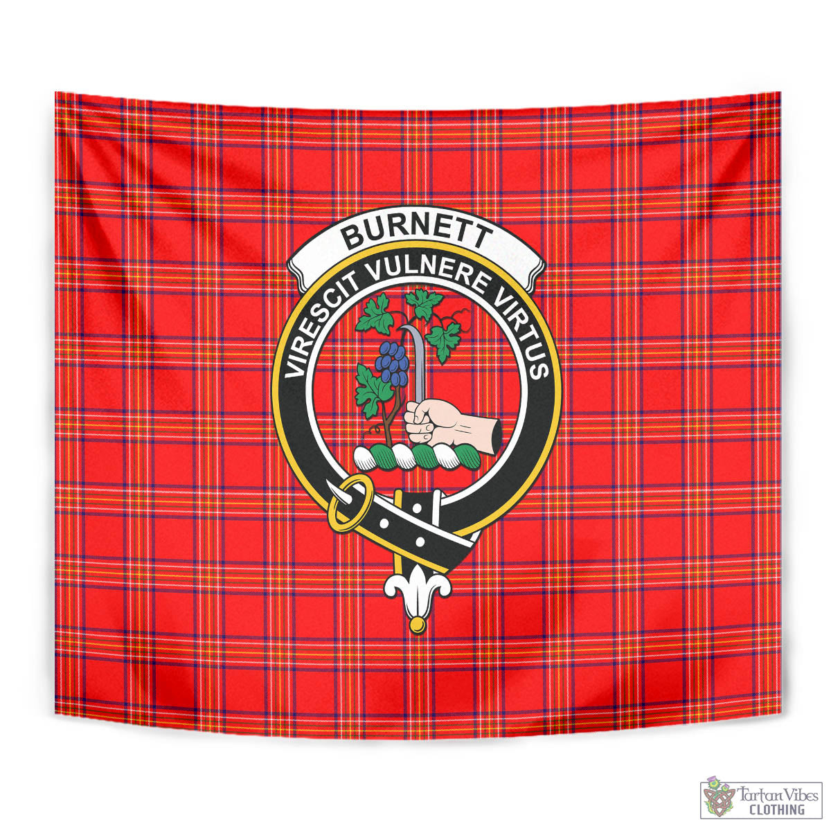 Tartan Vibes Clothing Burnett Modern Tartan Tapestry Wall Hanging and Home Decor for Room with Family Crest