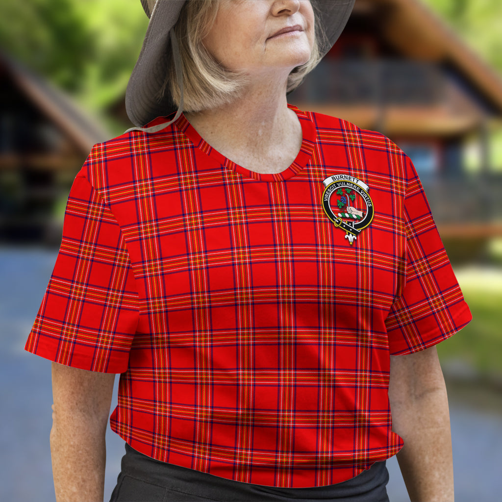 Burnett Modern Tartan T-Shirt with Family Crest - Tartan Vibes Clothing