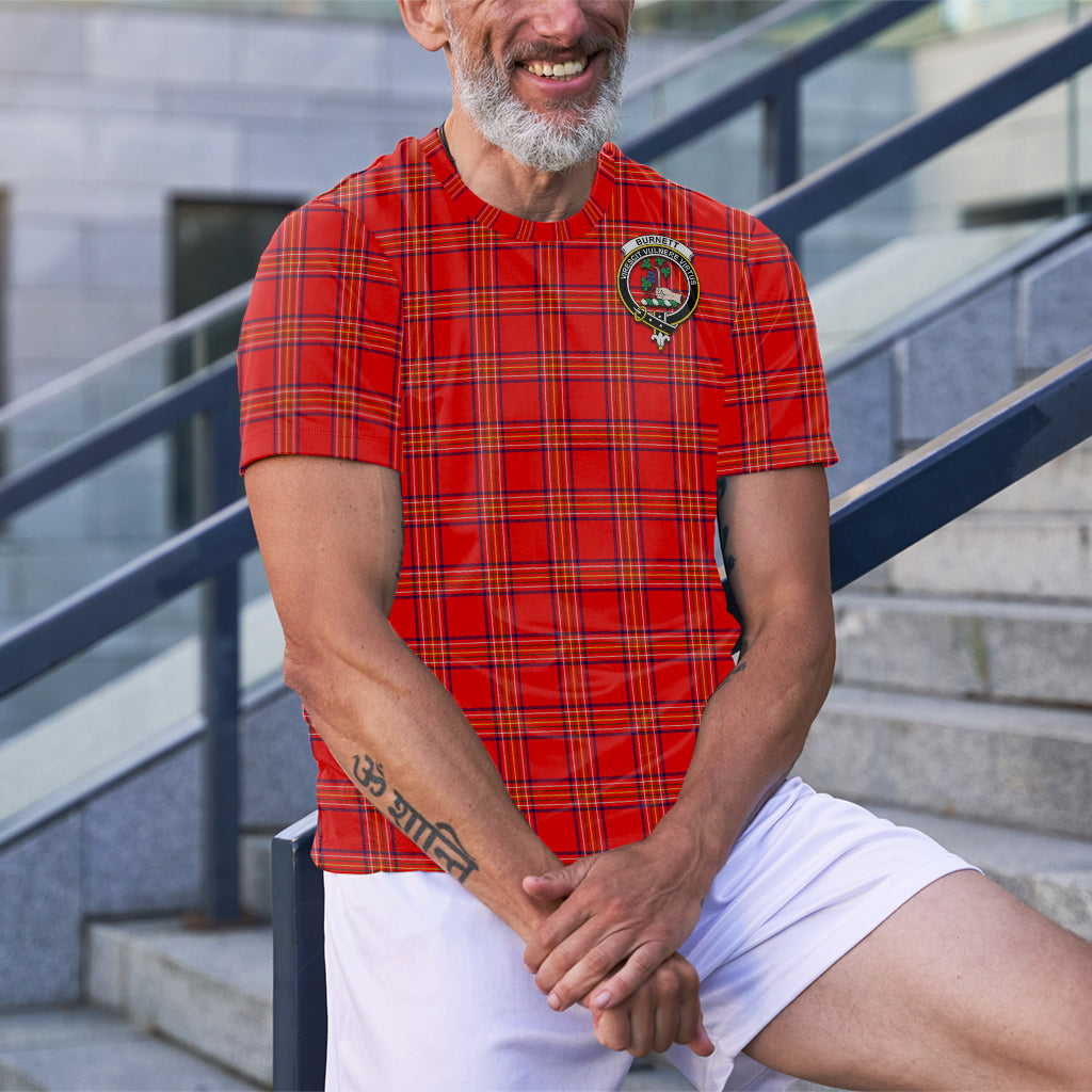 Burnett Modern Tartan T-Shirt with Family Crest - Tartan Vibes Clothing