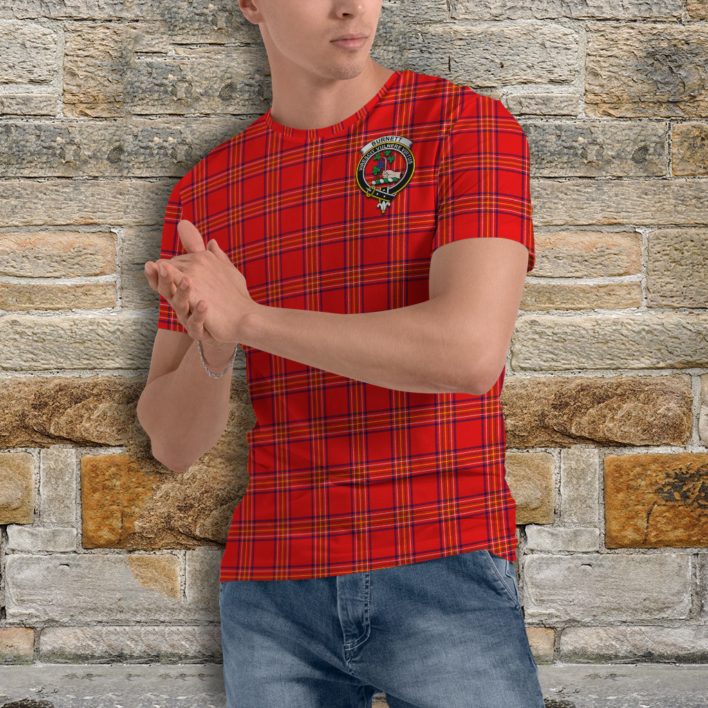 Burnett Modern Tartan T-Shirt with Family Crest - Tartan Vibes Clothing