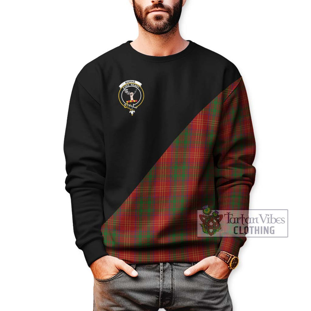 Burns Tartan Sweatshirt with Family Crest and Military Logo Style Unisex - Tartanvibesclothing Shop