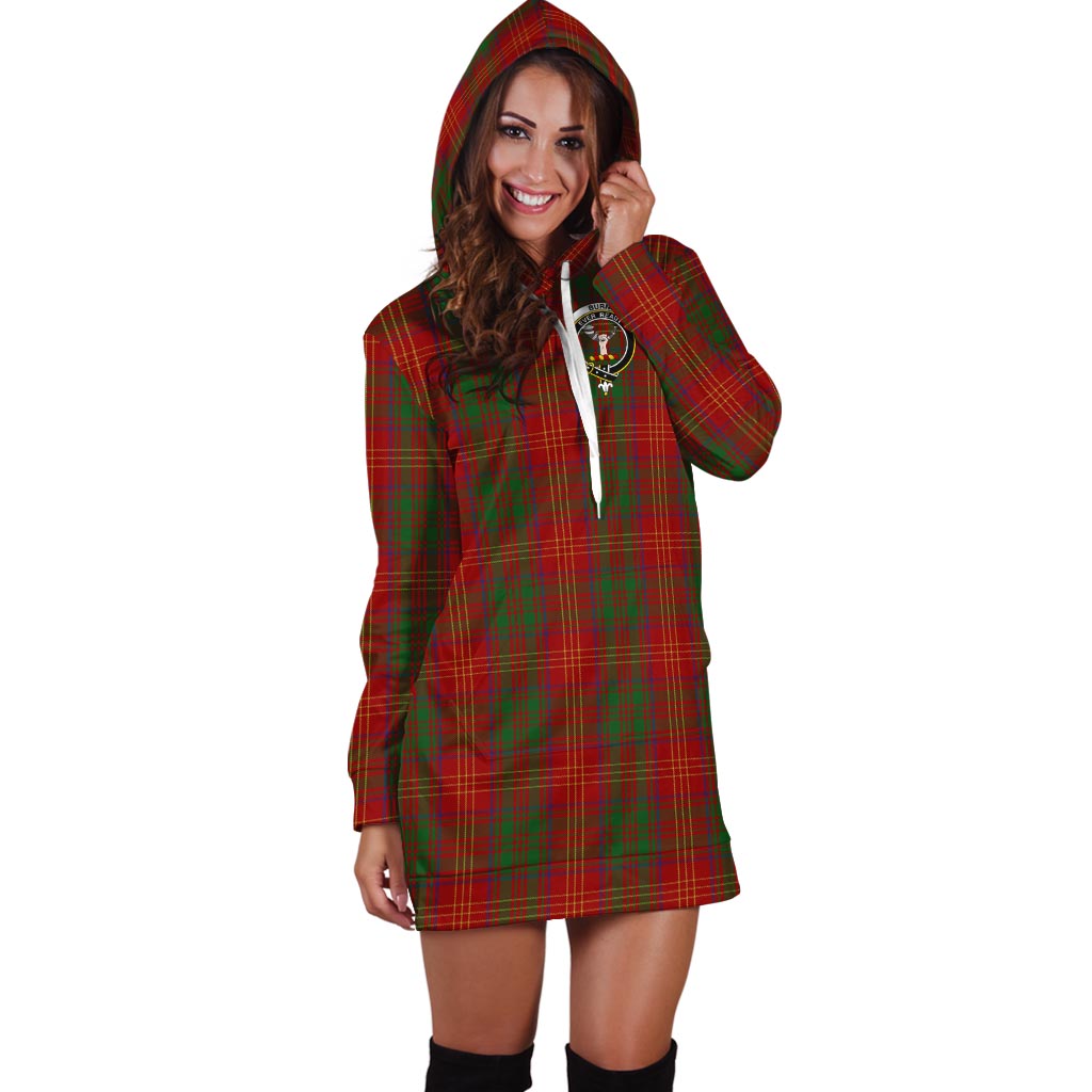 Burns Tartan Hoodie Dress with Family Crest - Tartan Vibes Clothing