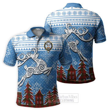 Burns Clan Christmas Polo Shirt Celtic Reindeer Style