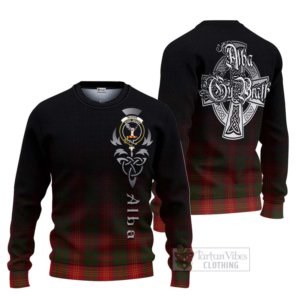 Tartan Vibes Clothing Burns Tartan Knitted Sweater Featuring Alba Gu Brath Family Crest Celtic Inspired