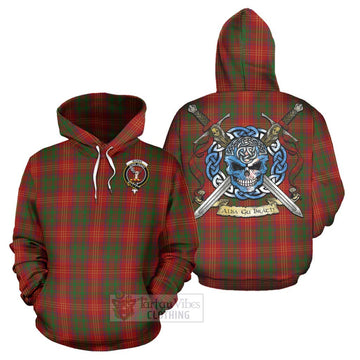 Burns Tartan Hoodie with Family Crest Celtic Skull Style