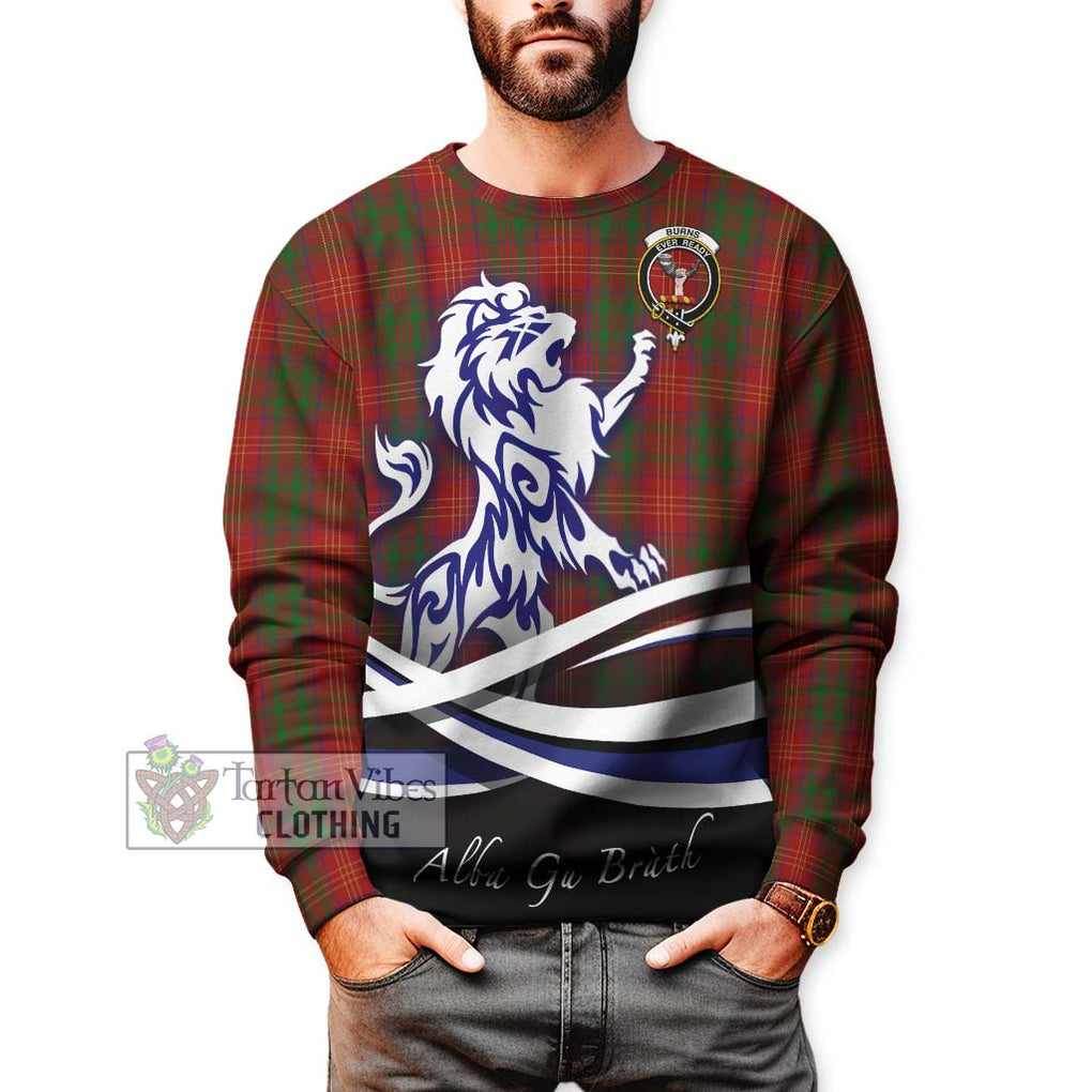 Burns Tartan Sweatshirt with Alba Gu Brath Regal Lion Emblem Unisex - Tartanvibesclothing Shop