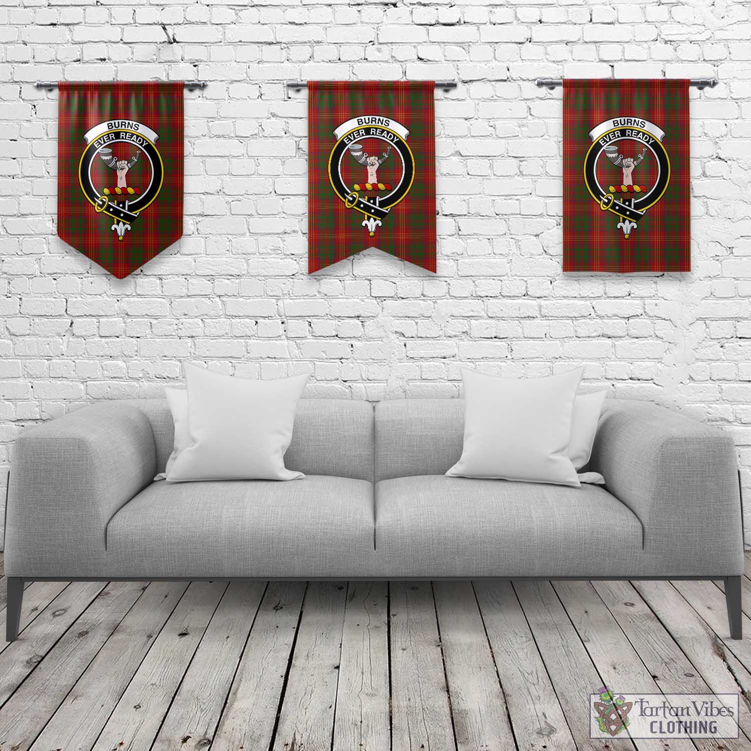 Tartan Vibes Clothing Burns Tartan Gonfalon, Tartan Banner with Family Crest