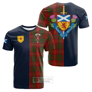 Burns Tartan Cotton T-shirt Alba with Scottish Lion Royal Arm Half Style