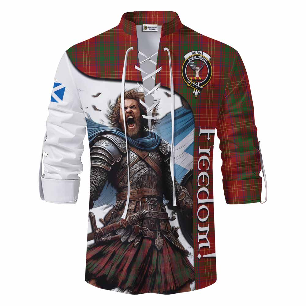 Tartan Vibes Clothing Burns Crest Tartan Ghillie Kilt Shirt Inspired by the Freedom of Scottish Warrior