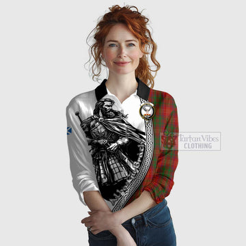 Burns Tartan Clan Crest Women's Casual Shirt with Highlander Warrior Celtic Style