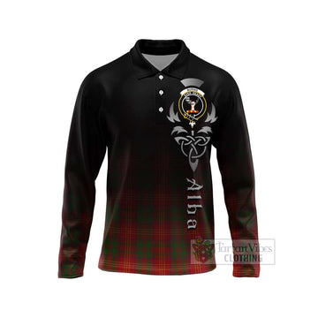 Burns Tartan Long Sleeve Polo Shirt Featuring Alba Gu Brath Family Crest Celtic Inspired