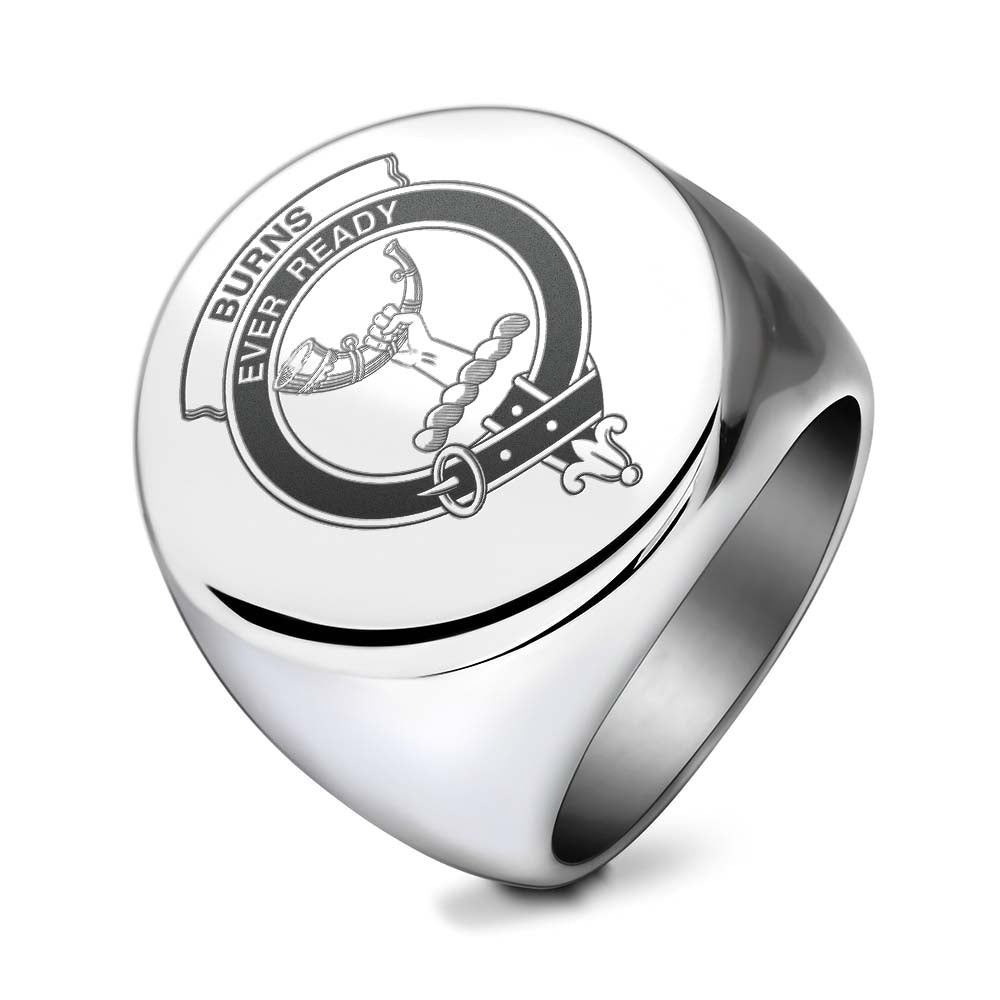 Tartan Vibes Clothing Burns Clan Crest Engraved Ring