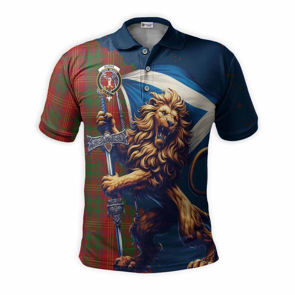 Tartan Vibes Clothing Burns Tartan Family Crest Men's Polo Shirt with Scottish Majestic Lion