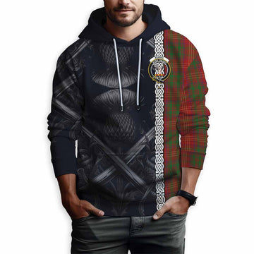 Burns Tartan Hoodie with Family Crest Cross Sword Thistle Celtic Vibes