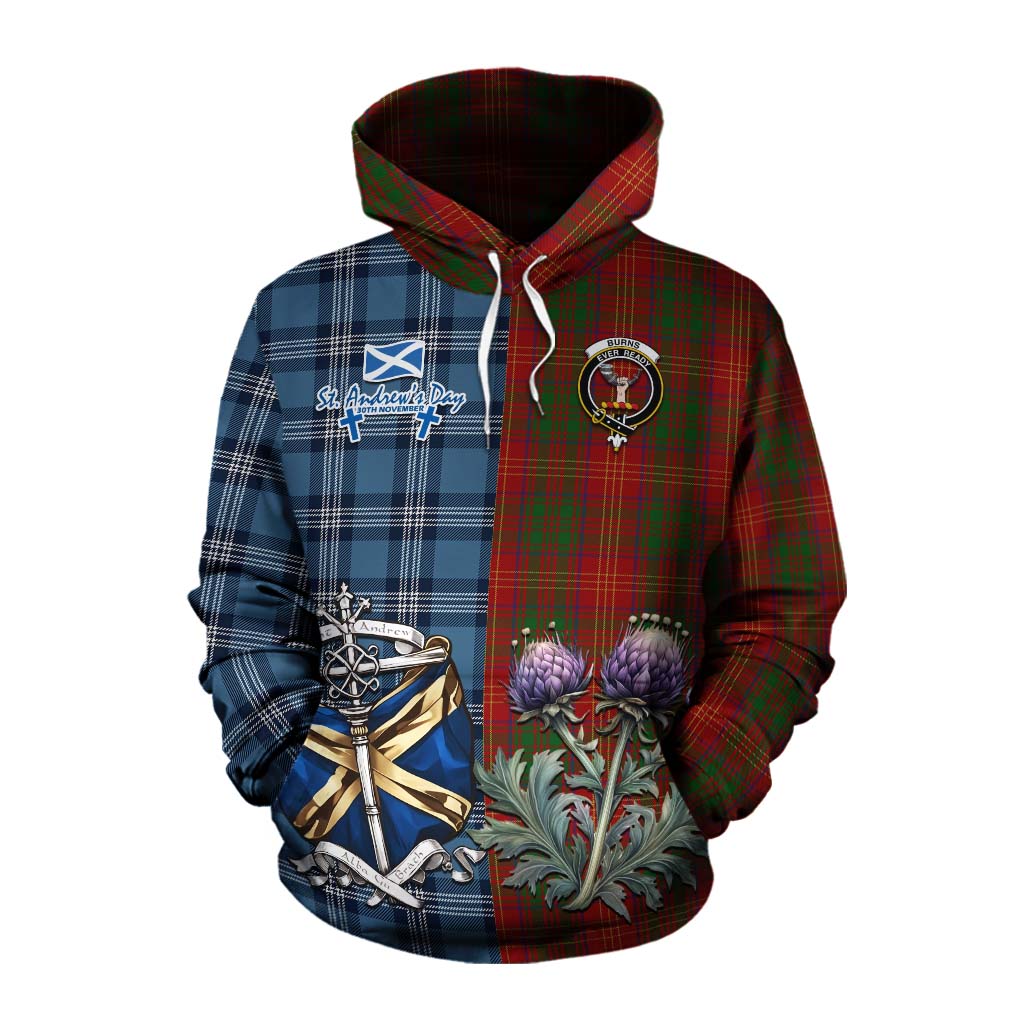 Tartan Vibes Clothing Burns Tartan Cotton Hoodie Happy St. Andrew's Day Half Tartan Style