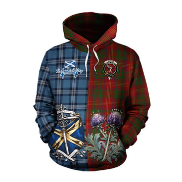 Burns Tartan Cotton Hoodie Happy St. Andrew's Day Half Tartan Style