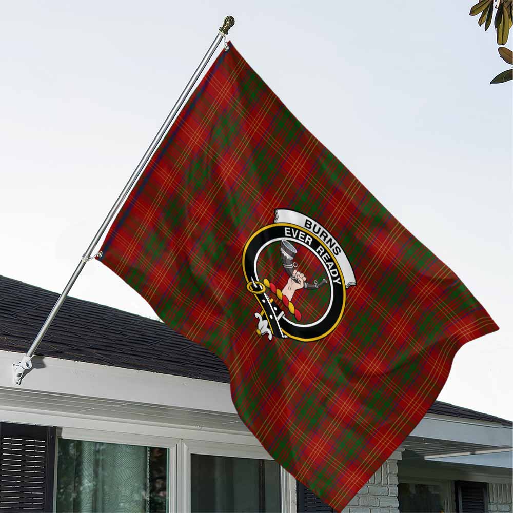 Tartan Vibes Clothing Burns Tartan House Flag with Family Crest