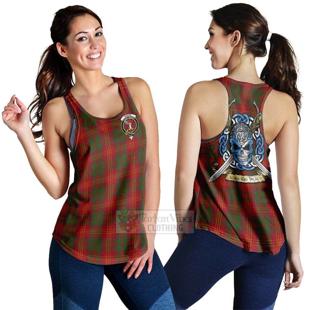 Tartan Vibes Clothing Burns Tartan Women's Racerback Tanks with Family Crest Celtic Skull Style