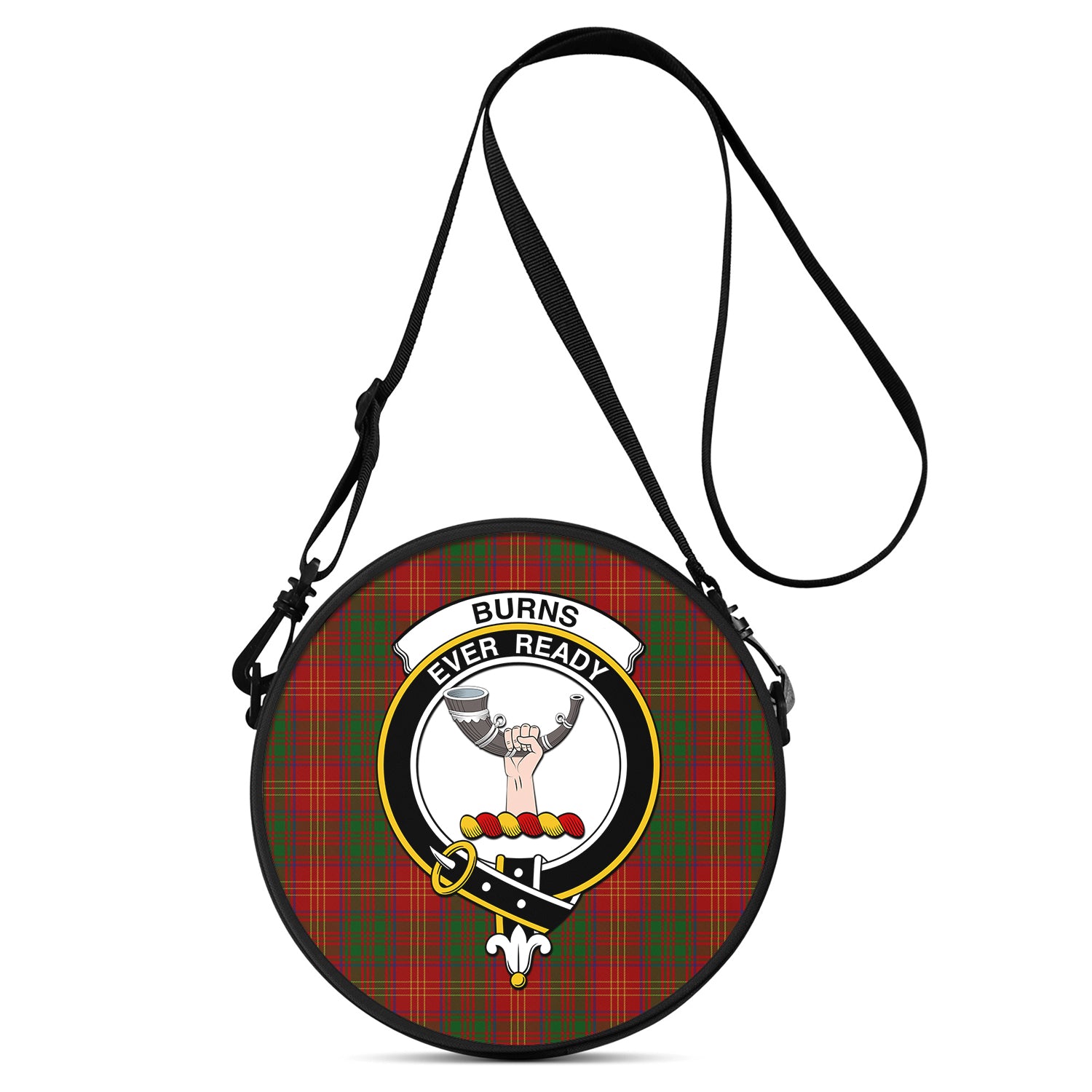 Burns Tartan Round Satchel Bags with Family Crest One Size 9*9*2.7 inch