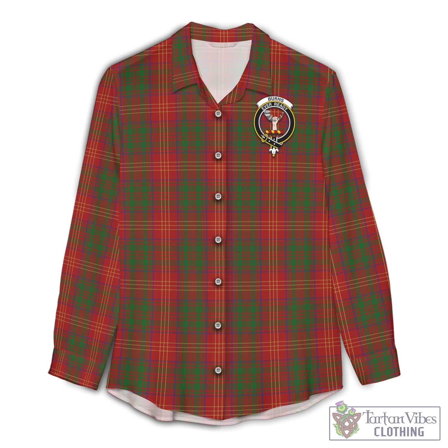 Tartan Vibes Clothing Burns Tartan Womens Casual Shirt with Family Crest