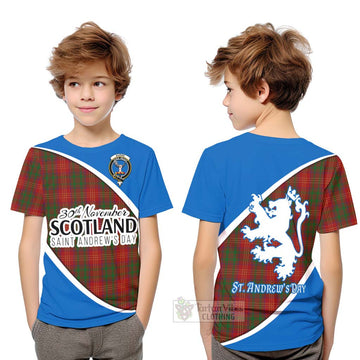 Burns Family Crest Tartan Kid T-Shirt Celebrate Saint Andrew's Day in Style