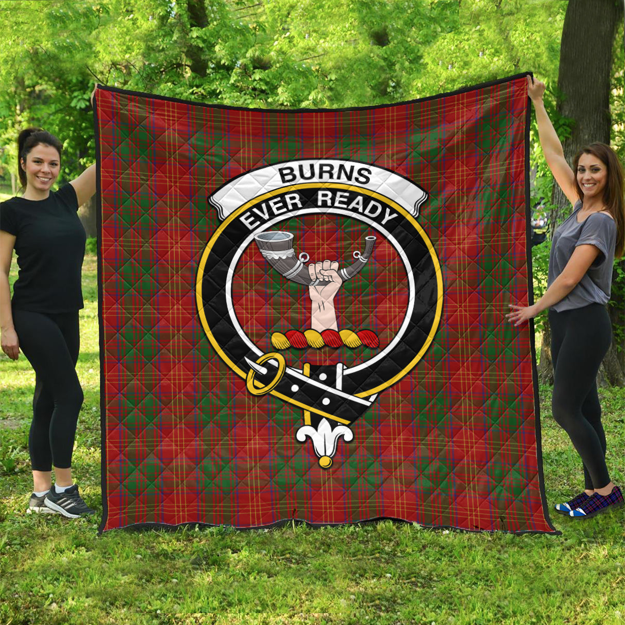 Burns Tartan Quilt with Family Crest