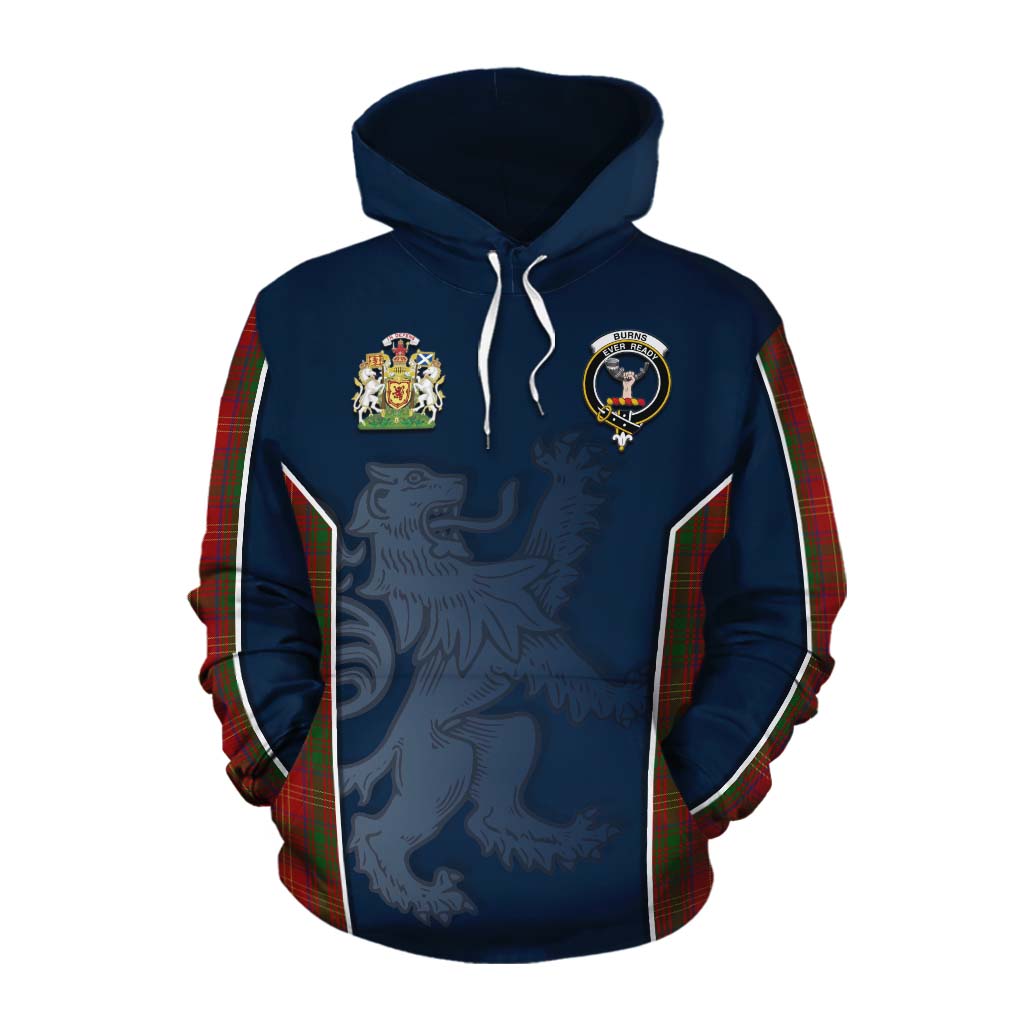 Tartan Vibes Clothing Burns Tartan Cotton Hoodie with Family Crest and Lion Rampant Vibes Sport Style