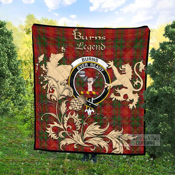 Burns Tartan Quilt with Family Crest and Scottish Symbol Style