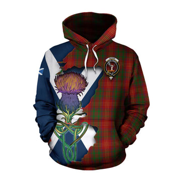 Burns Tartan Family Crest Cotton Hoodie Scottish Thistle Celtic Inspired Pullover Hoodie XS - Tartan Vibes Clothing