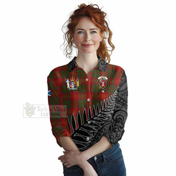 Burns Crest Tartan Women's Casual Shirt with New Zealand Silver Fern Half Style