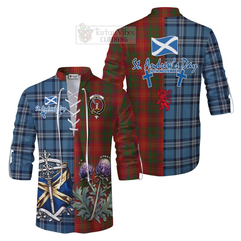 Tartan Vibes Clothing Burns Tartan Ghillie Kilt Shirt Happy St. Andrew's Day Half Tartan Style