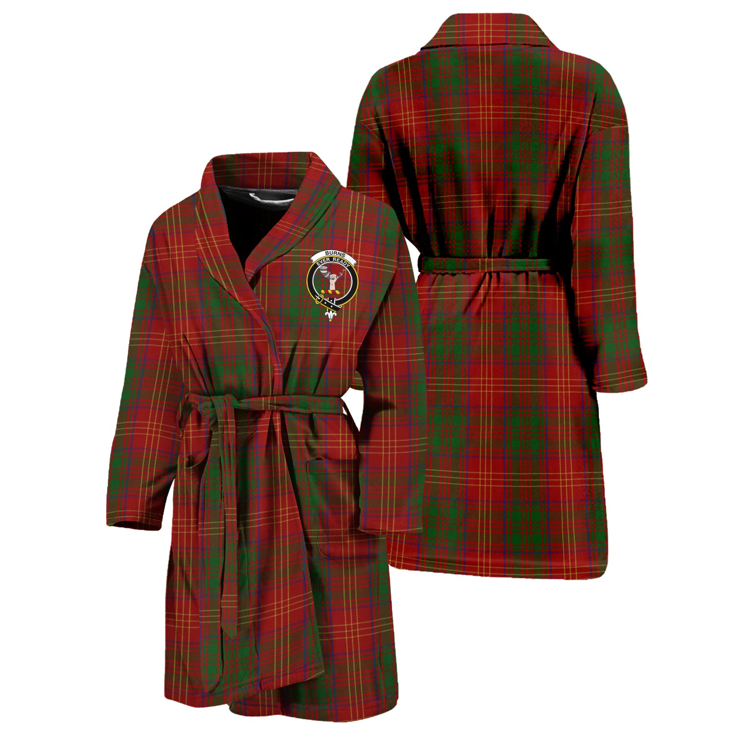 Burns Tartan Bathrobe with Family Crest Unisex S - Tartan Vibes Clothing