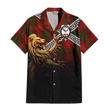 Burns Crest Tartan Hawaiian Shirt with Golden Lion Emblem Celtic Style Kid - Tartan Vibes Clothing