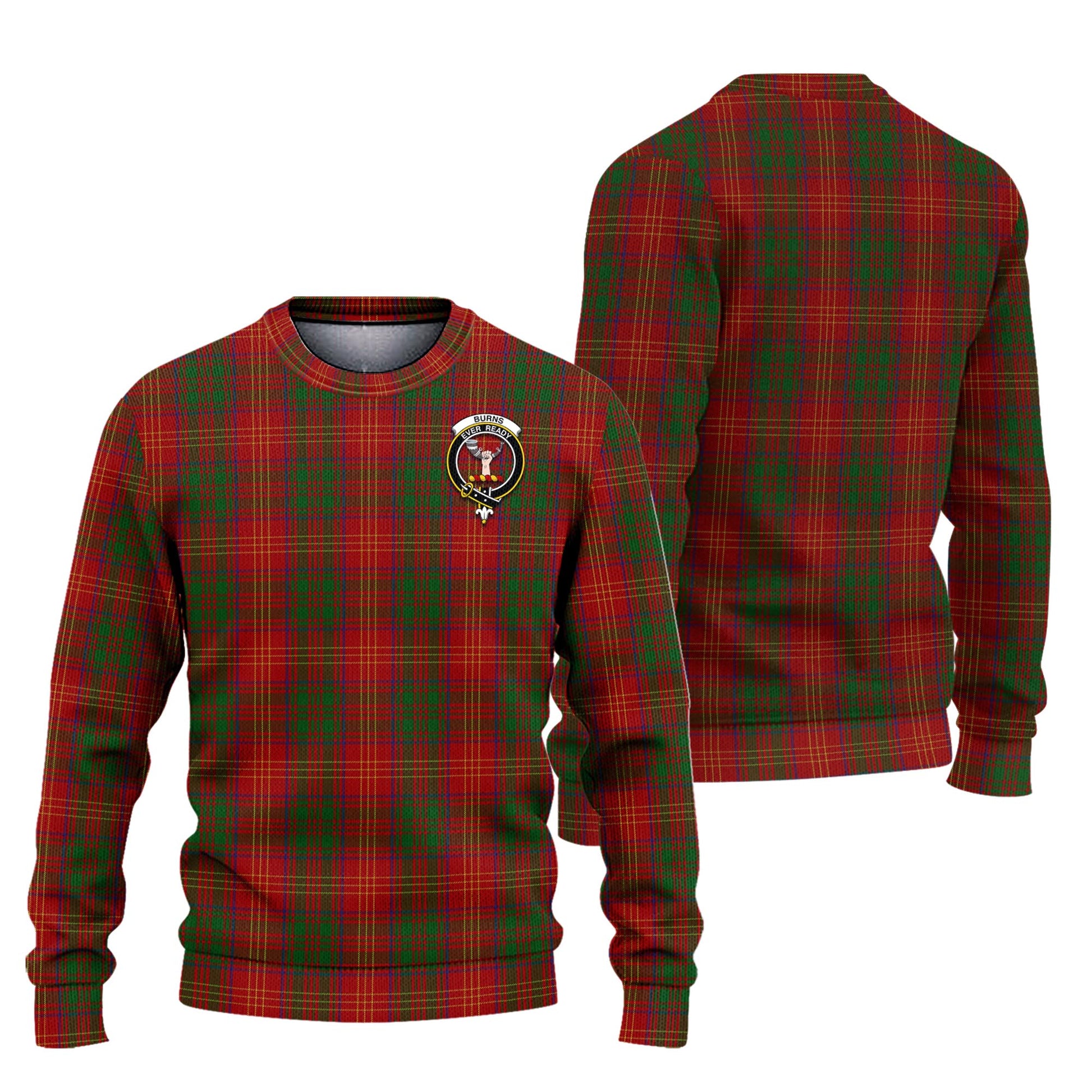 Burns Tartan Knitted Sweater with Family Crest Unisex - Tartanvibesclothing