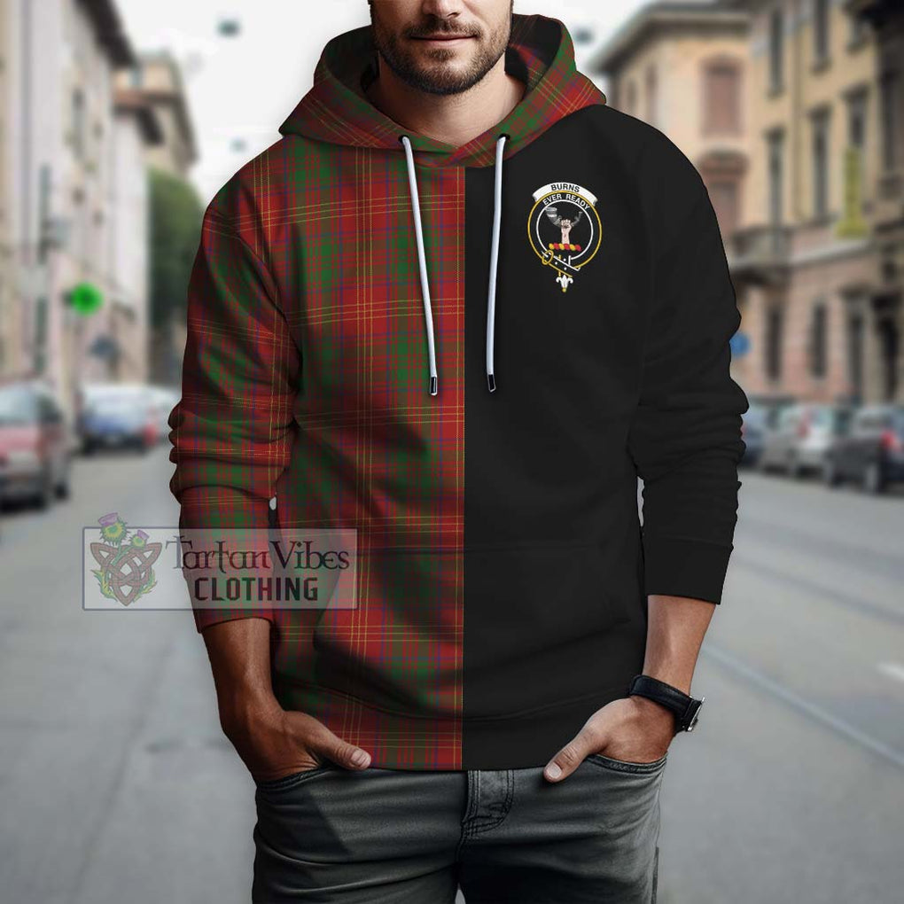 Burns Tartan Hoodie with Family Crest and Half Of Me Style Zip Hoodie - Tartanvibesclothing Shop