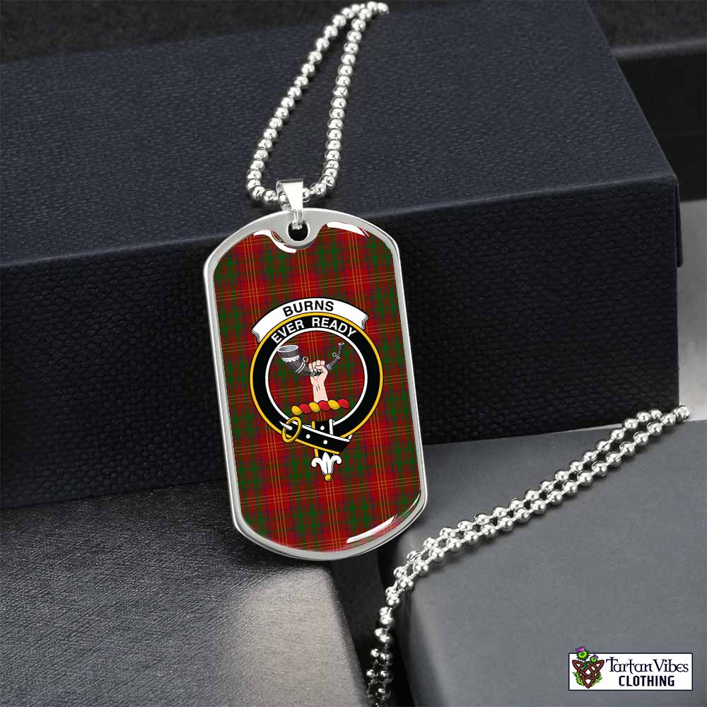 Tartan Vibes Clothing Burns Tartan Dog Tag Necklace with Family Crest