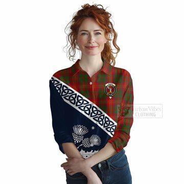 Burns Tartan Women's Casual Shirt Featuring Thistle and Scotland Map