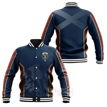 Burns Tartan Baseball Jacket with Family Crest and Scottish Thistle Vibes Sport Style